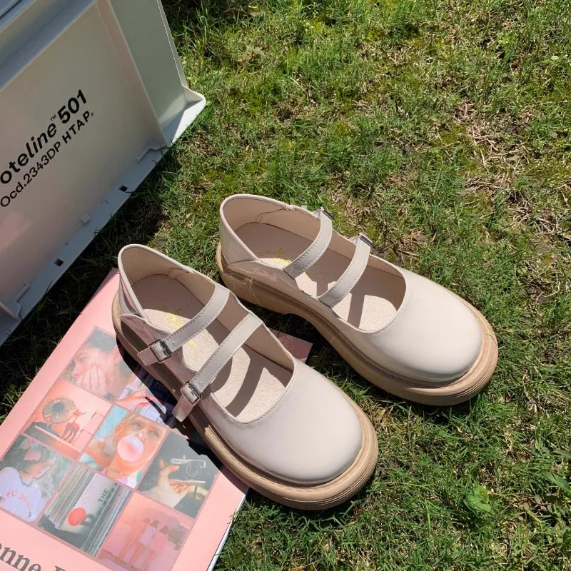 Beige Casual Outdoor Mary Janes