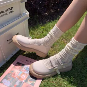 Beige Casual Outdoor Mary Janes