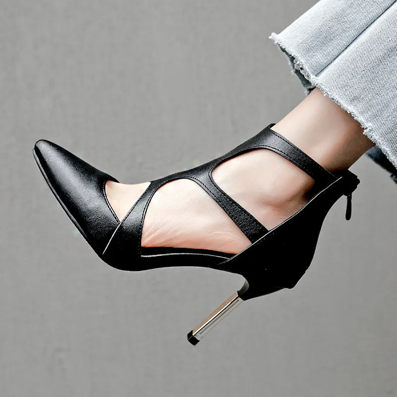 Bigsizeheels Casual Plain Peep Toe Stiletto Heel Pumps - Black