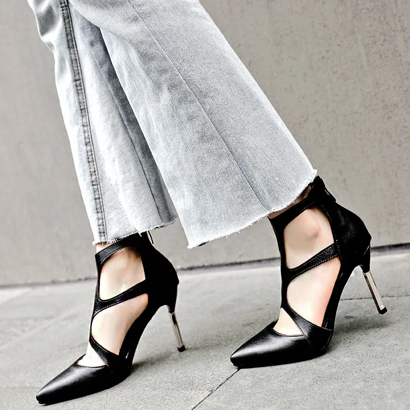 Bigsizeheels Casual Plain Peep Toe Stiletto Heel Pumps - Black