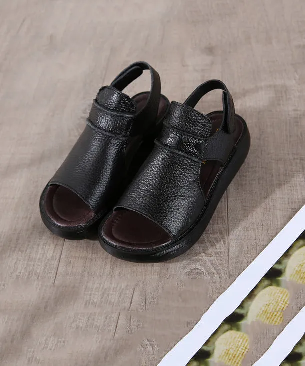 Black Sandals Splicing Wedge Sandals Peep Toe ML1685