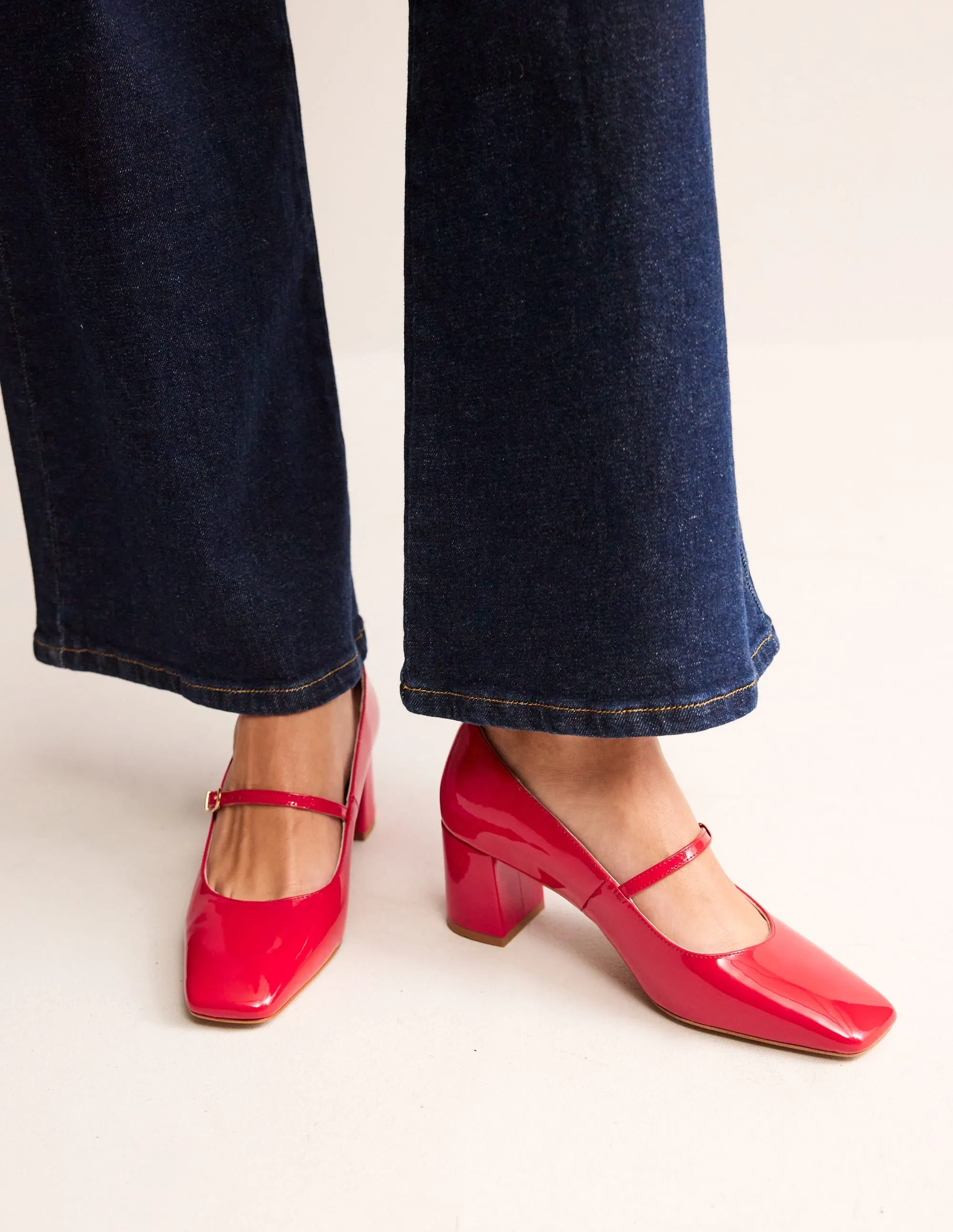 Block Heel Mary Jane-Flamenco Red Patent