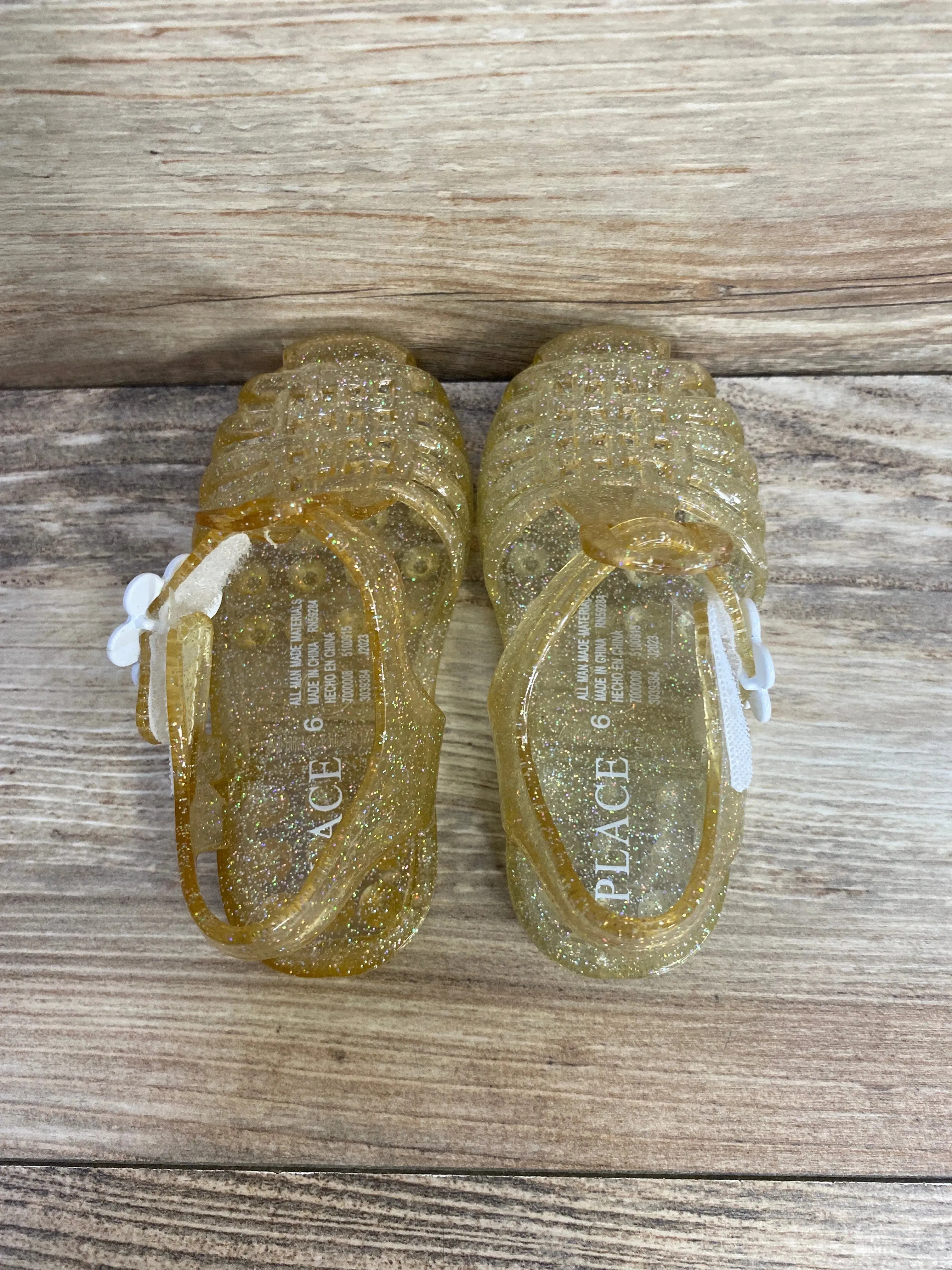 Children's Place Gold Glitter Jelly Sandals sz 6c