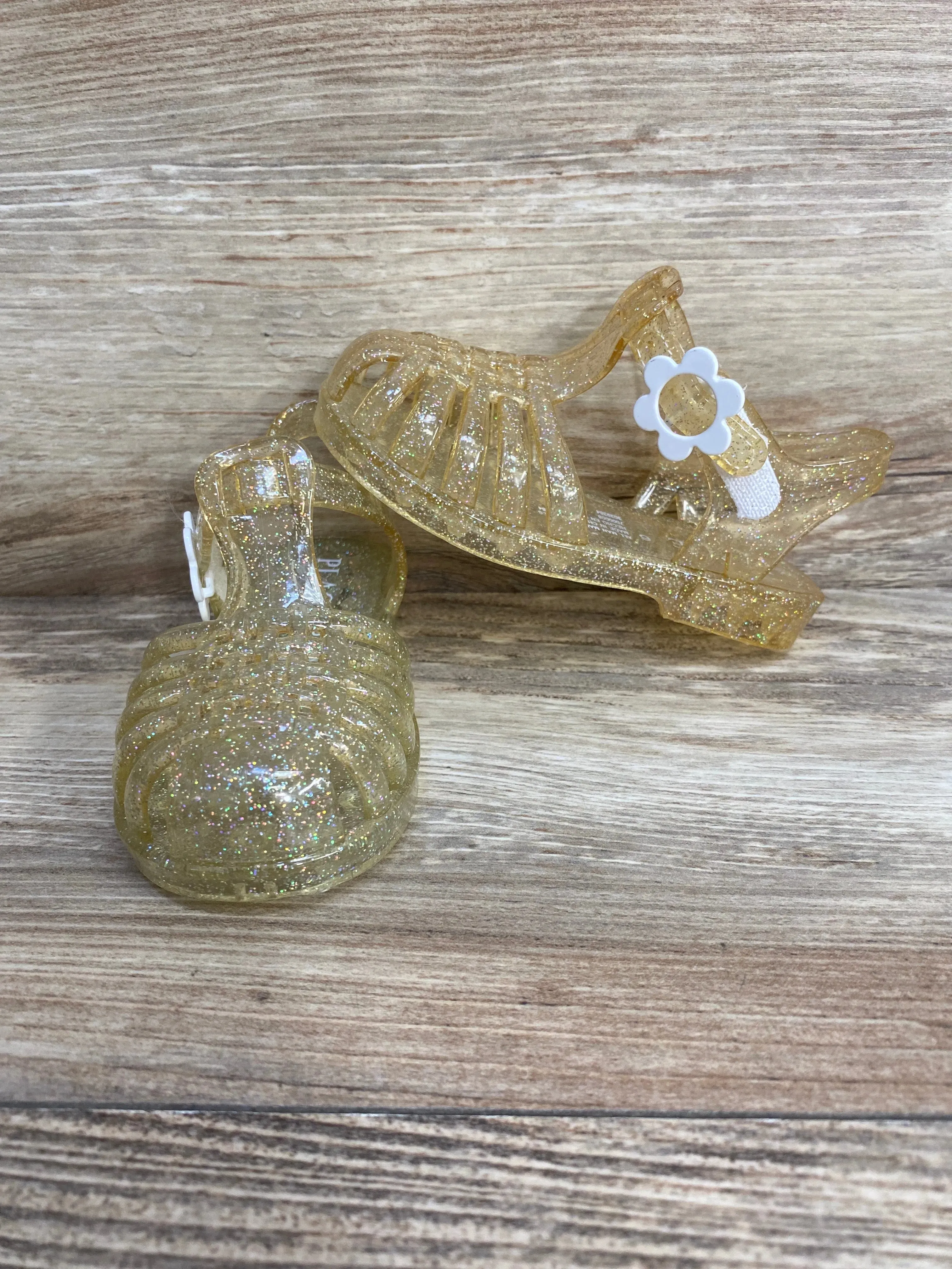 Children's Place Gold Glitter Jelly Sandals sz 6c