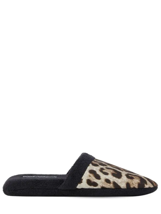 Dolce&amp;Gabbana   Leopardo cotton terry slippers 