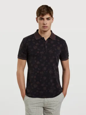Garment Dye Polo Piqué Shirt With 'Flowers' Print
