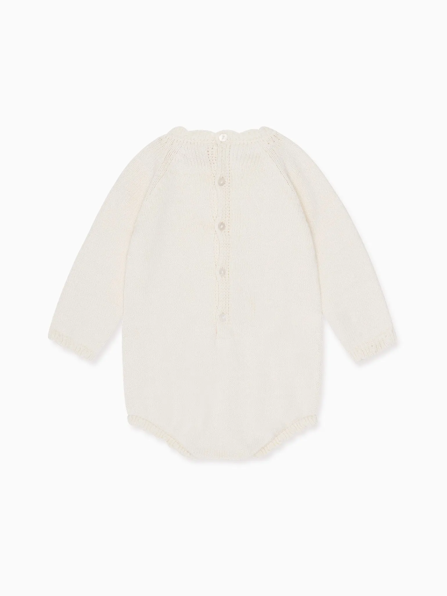 Ivory Cereza Cotton Baby Girl Knitted Romper
