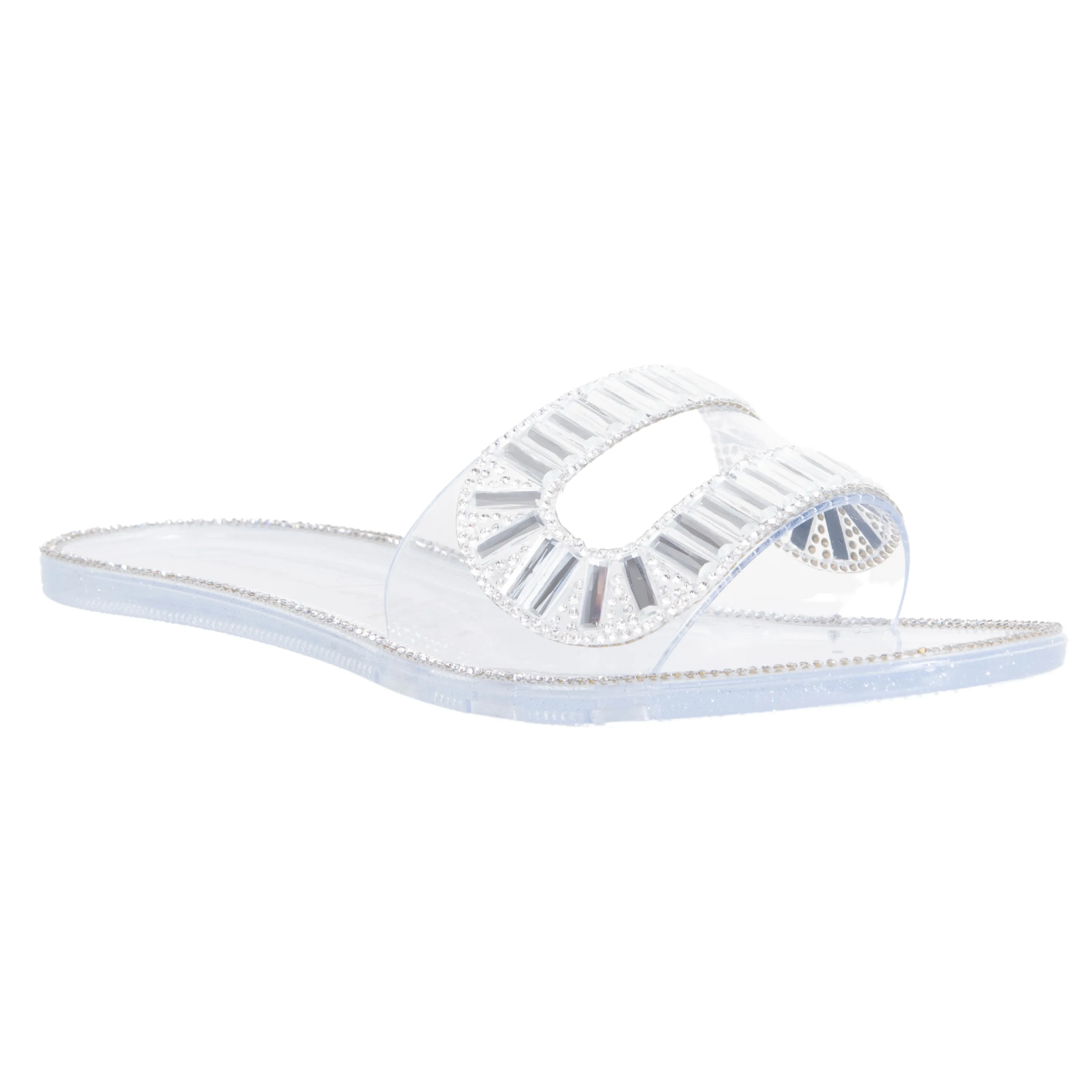 JANE SPARKLY FLATS SANDAL SLIPPER WITH TRANSPARENT UPPER