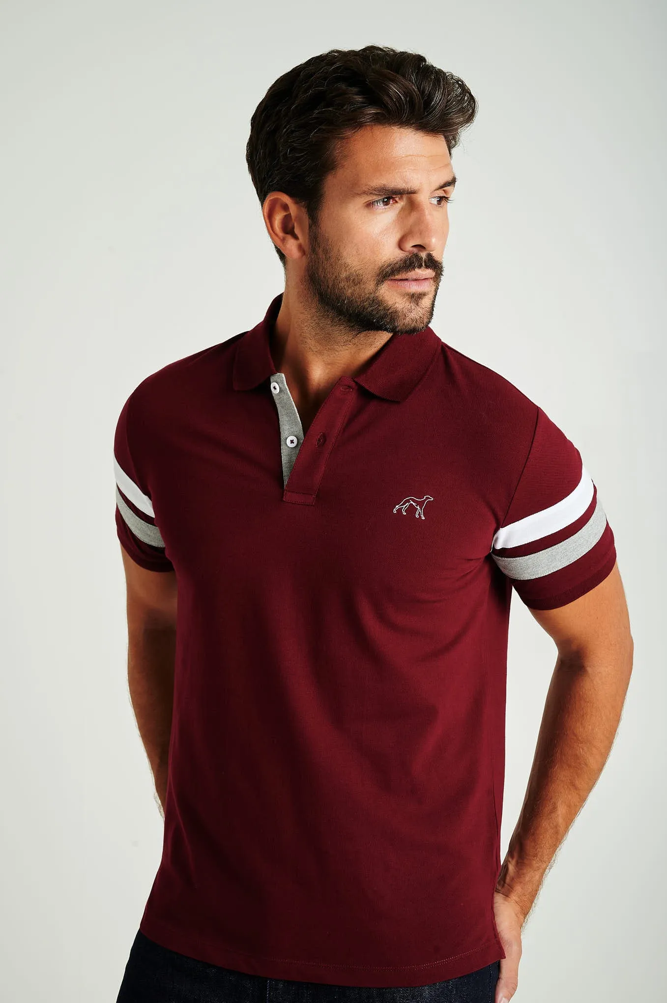 Men's organic cotton blend piquet polo with stripe inserts