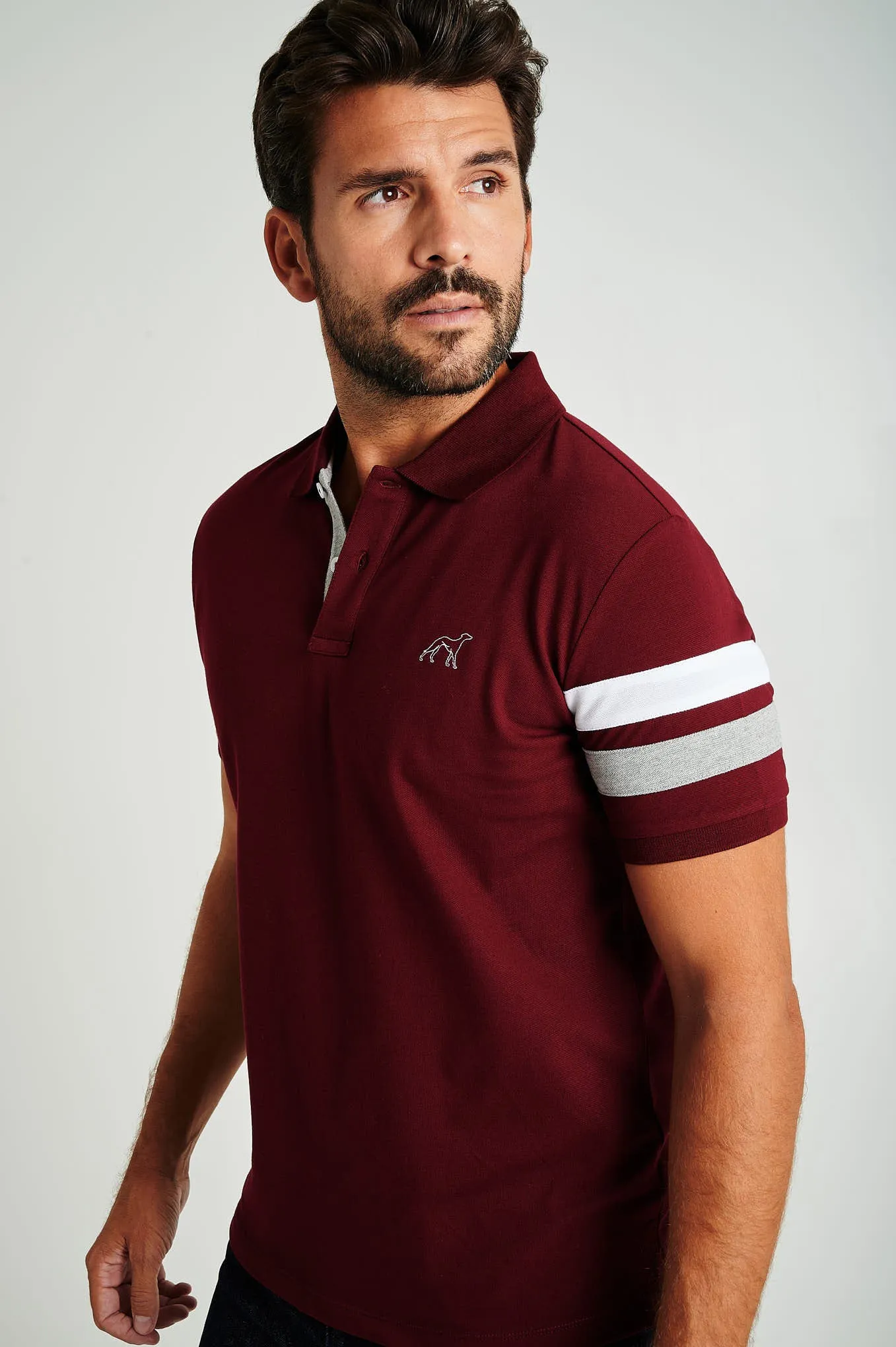 Men's organic cotton blend piquet polo with stripe inserts
