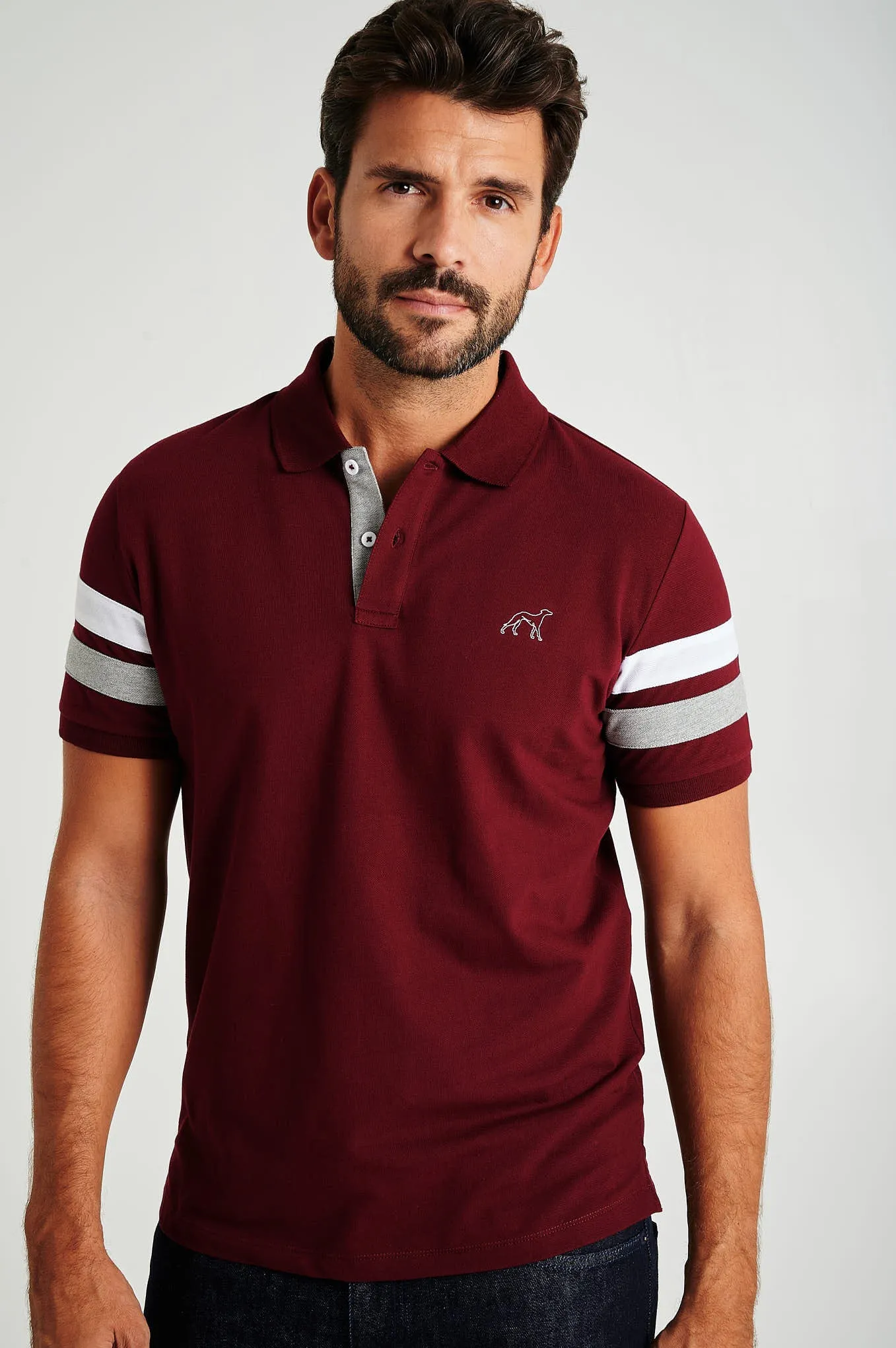 Men's organic cotton blend piquet polo with stripe inserts