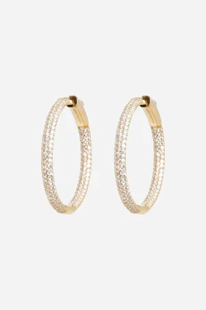 Nickho Rey Sport Tire Hoops in Gold with Clear Stones