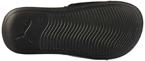 PUMA Unisex-Adult Logo Popcat Slide Sandal Black White, 5