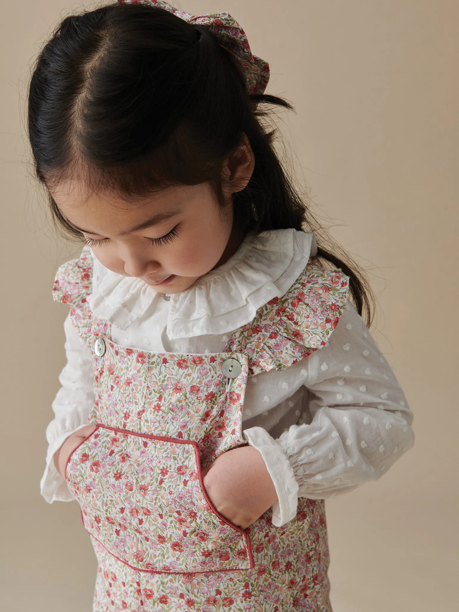 Red Floral Nova Baby Girl Overalls