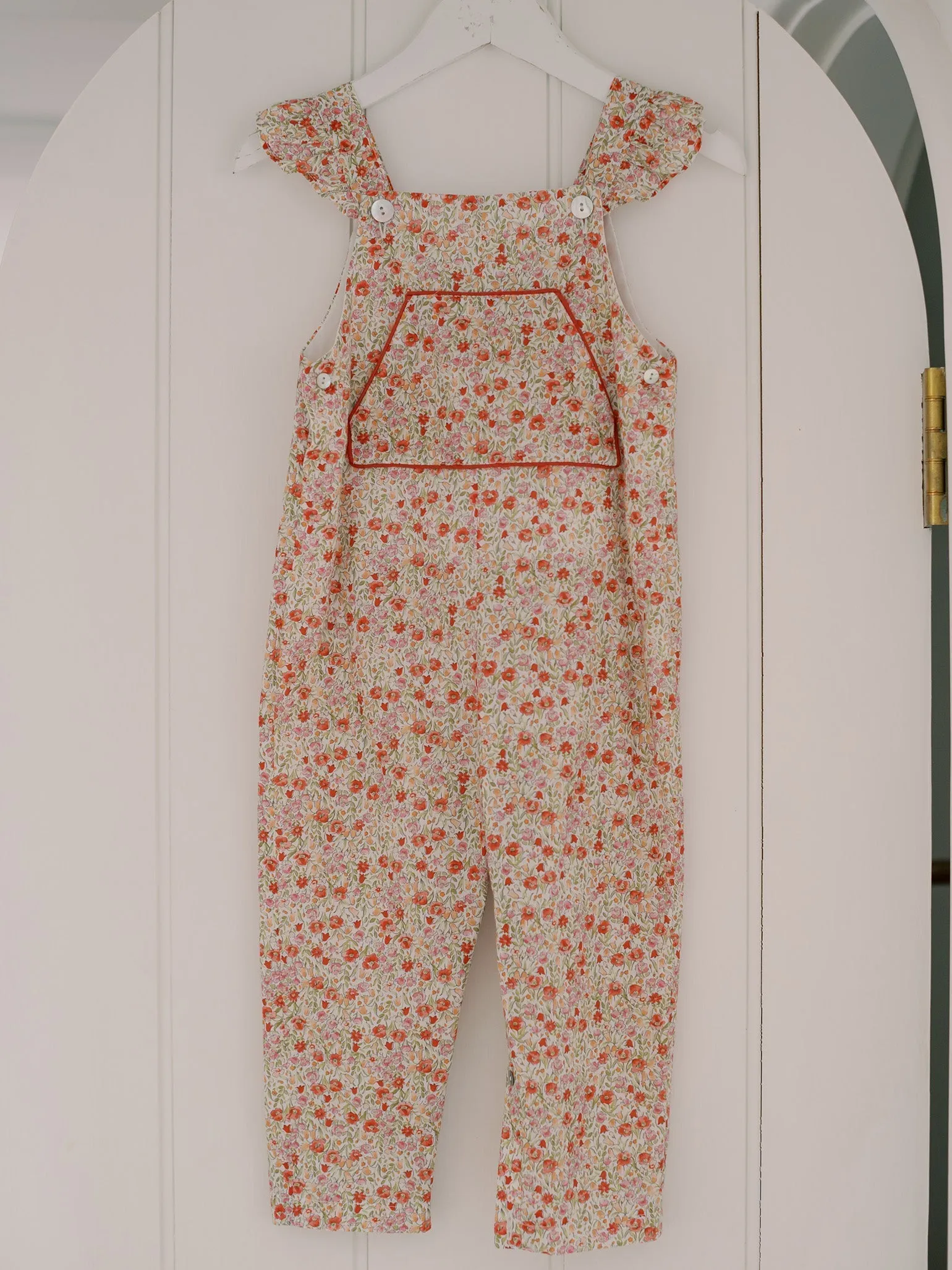 Red Floral Nova Baby Girl Overalls
