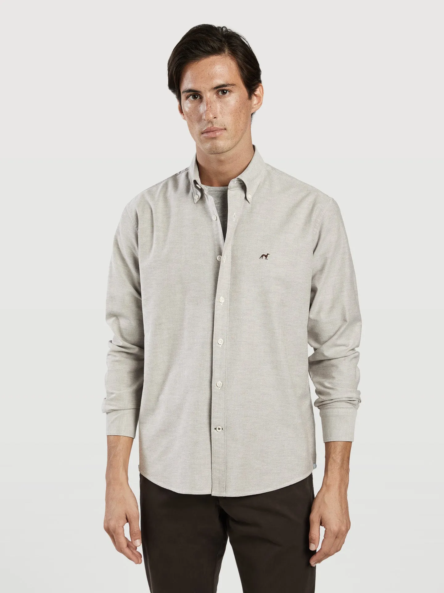 Regular fit 100I cotton plain oxford shirt