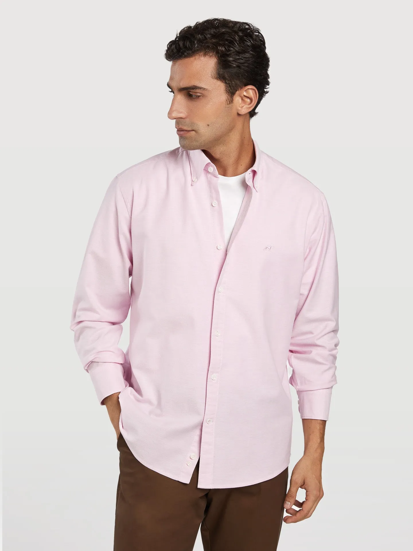 Regular fit 100I cotton plain oxford shirt