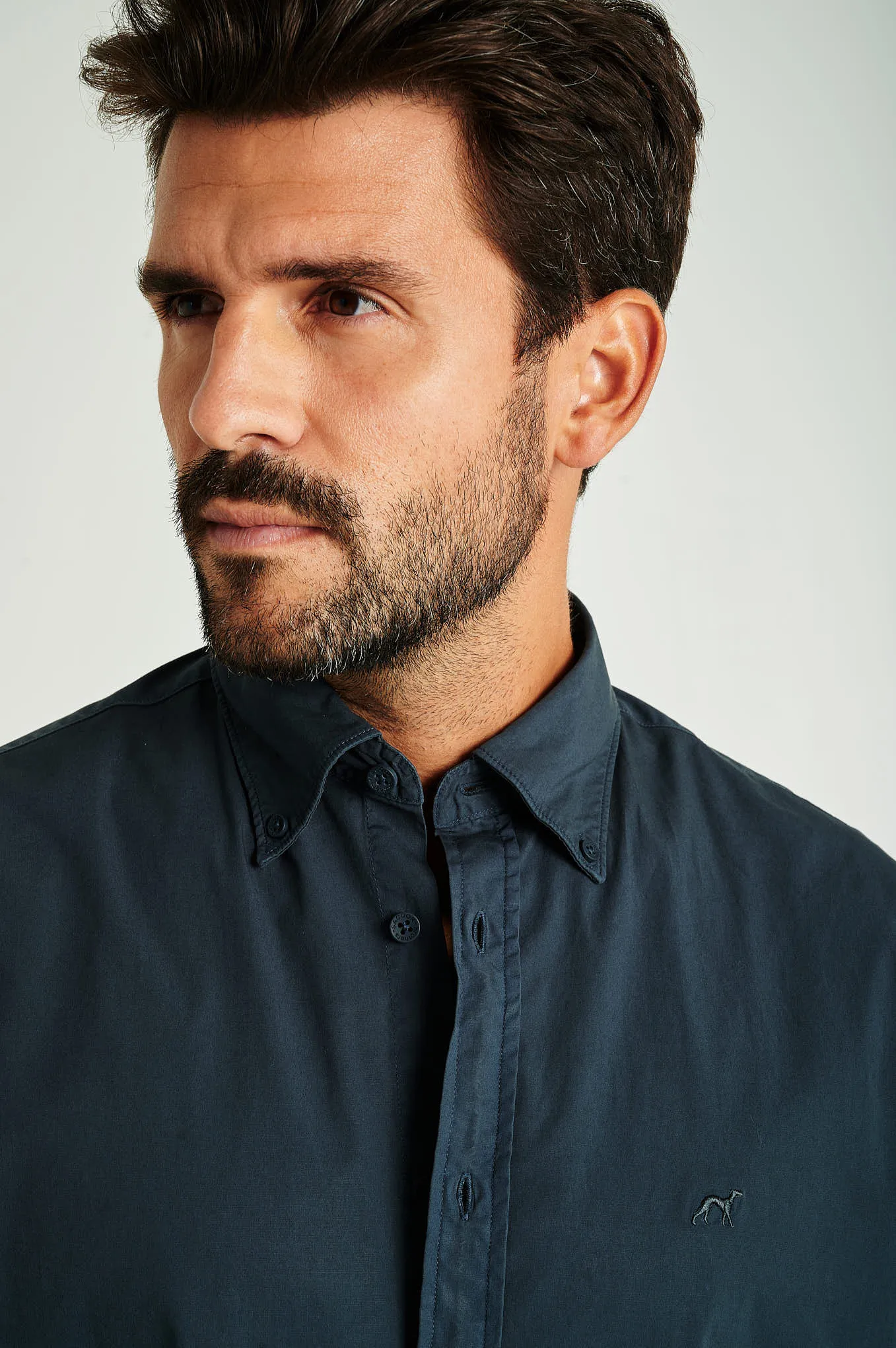 Regular fit cotton elastane comfort poplin shirt in garment dye