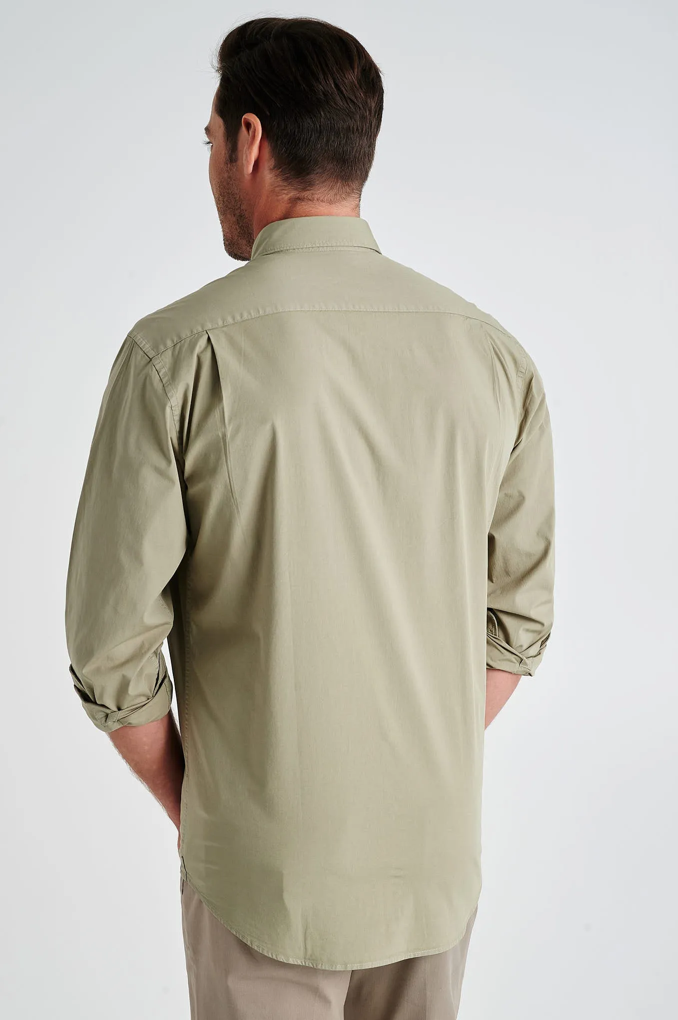 Regular fit cotton elastane comfort poplin shirt in garment dye