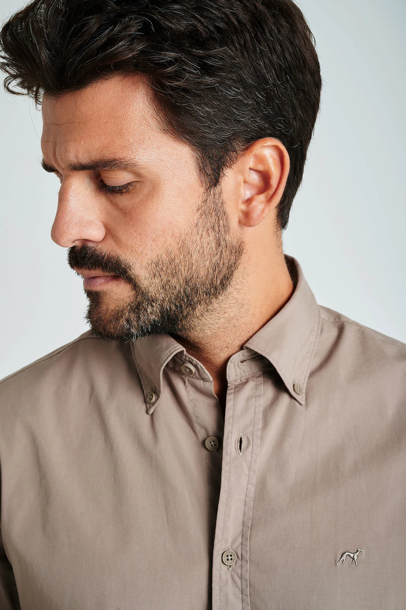Regular fit cotton elastane comfort poplin shirt in garment dye