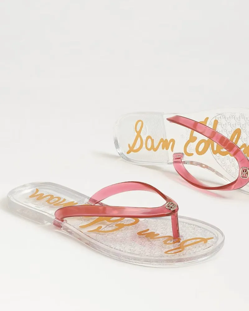 Sam Edelman Dean Jelly Flip Flops - Clear/Pink
