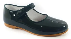 Shawn & Jeffery Girls Wide Cut Green Patent Button Mary Jane