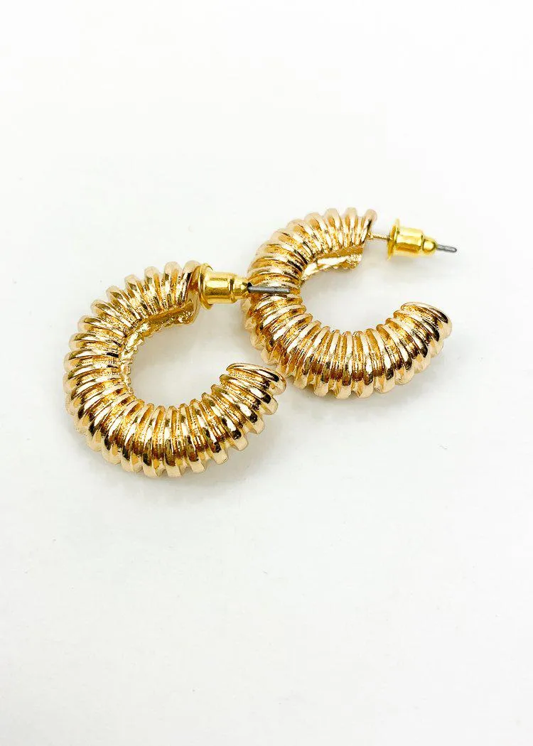 Shoal Bay Small Tube Hoops - Gold
