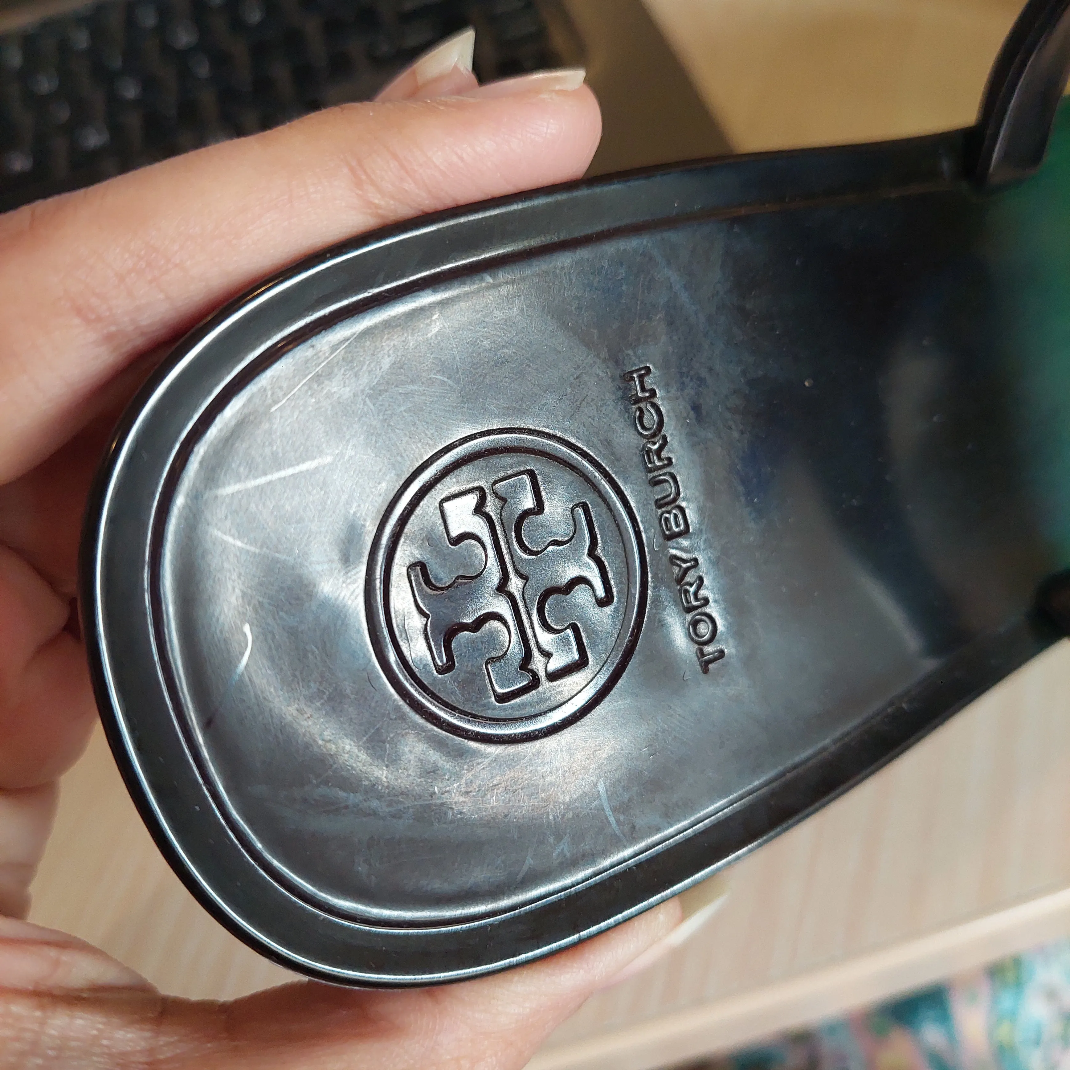 TORY BURCH Green & Brown Thongs Blossom Jelly Sandals | Pre Loved |