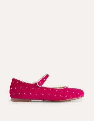 Velvet Mary Janes-Penelope Pink