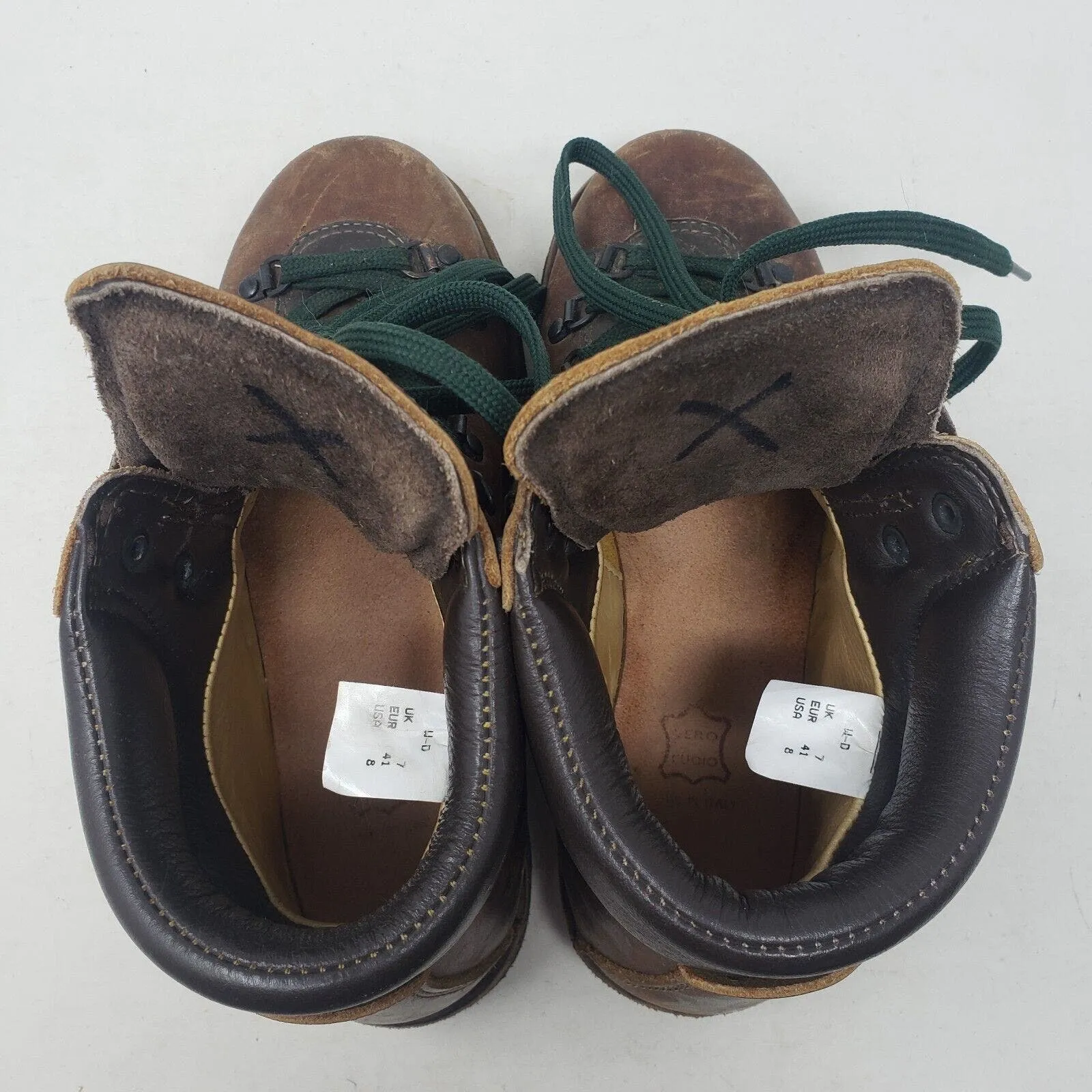Vintage Scarpa LL Bean Brown Leather Norwegian Welt Hiking Boots Mens 8 Vibram