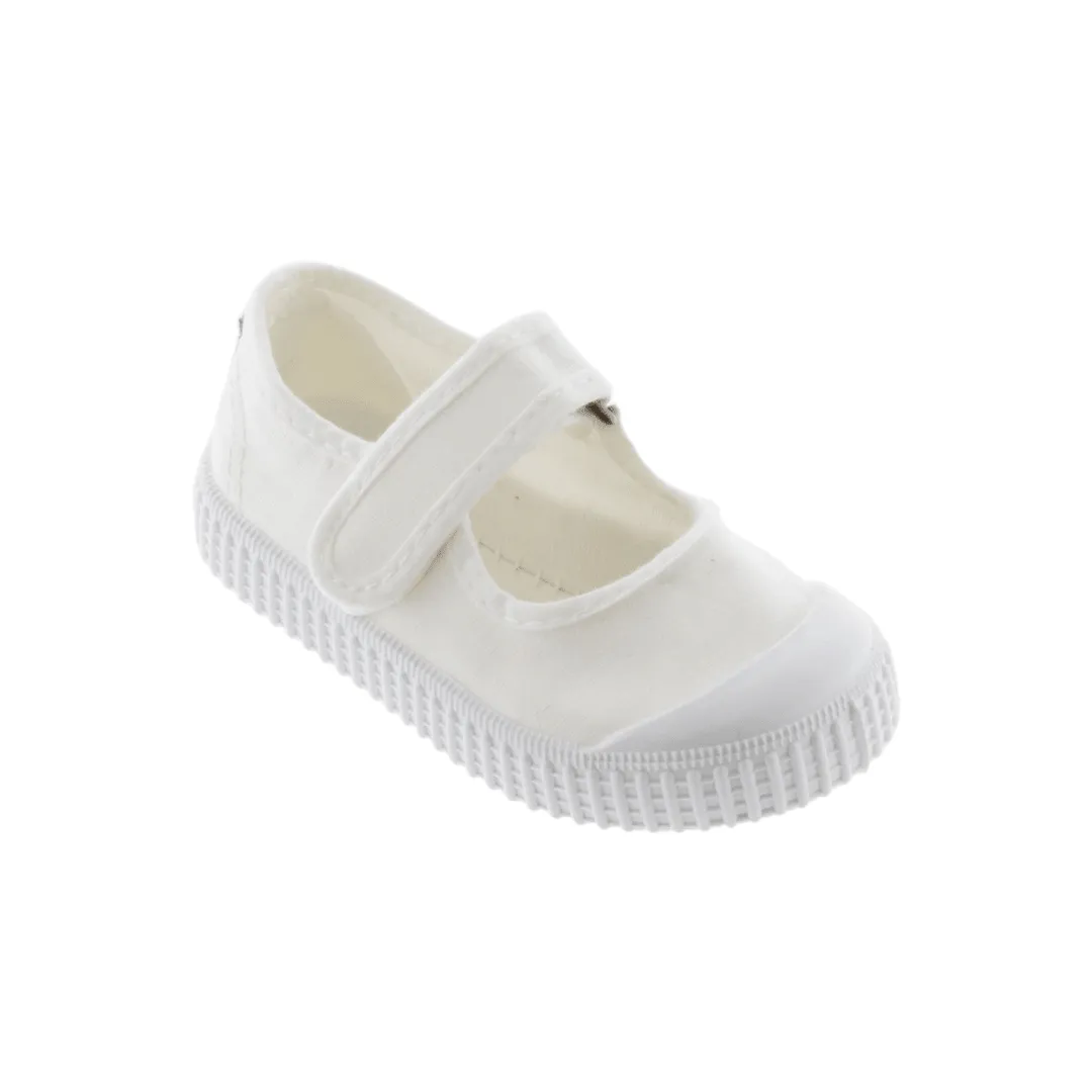 White Canvas Mary Jane
