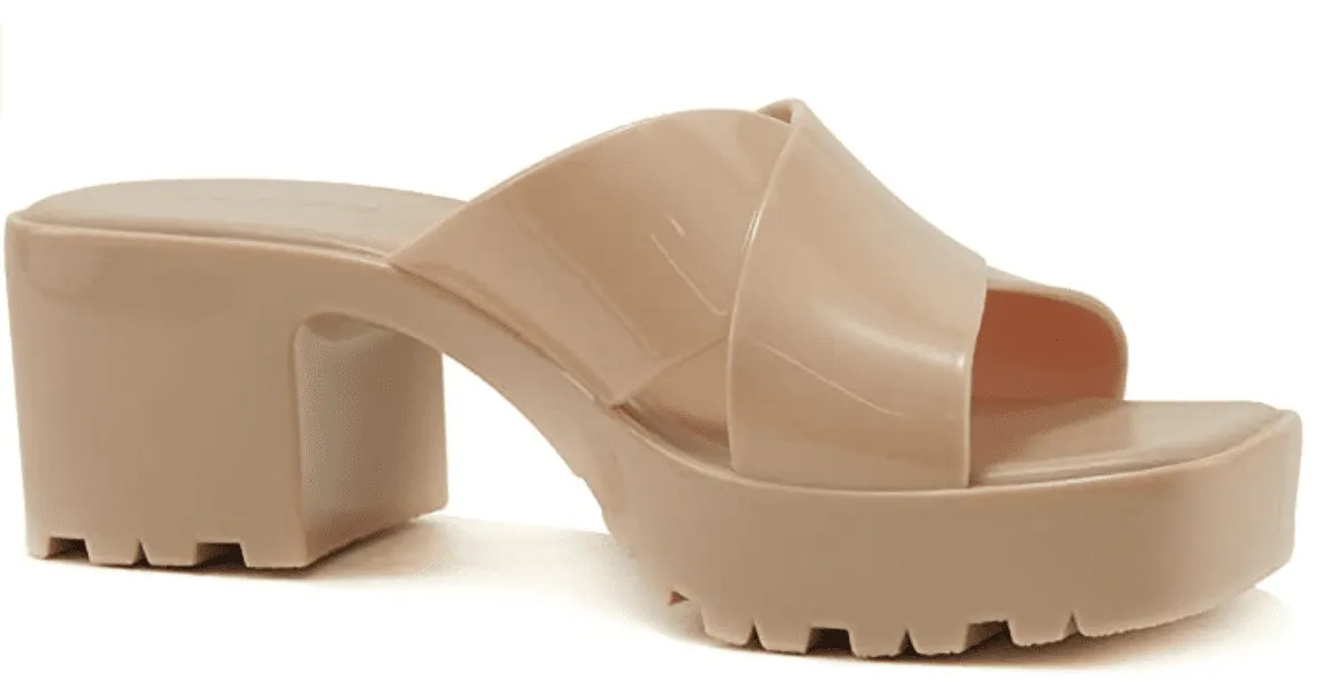 Women Block Heel Crisscross Open Toe Platform Jelly Sandals Moving by Soda shoes