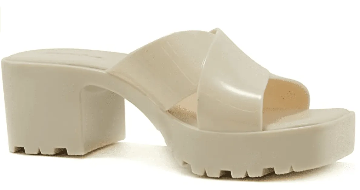 Women Block Heel Crisscross Open Toe Platform Jelly Sandals Moving by Soda shoes