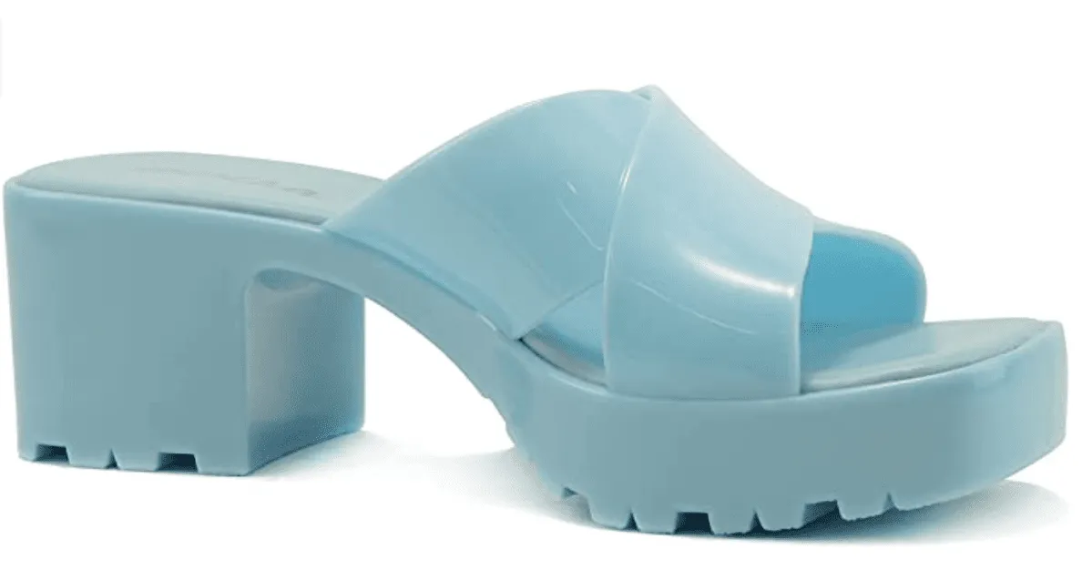 Women Block Heel Crisscross Open Toe Platform Jelly Sandals Moving by Soda shoes