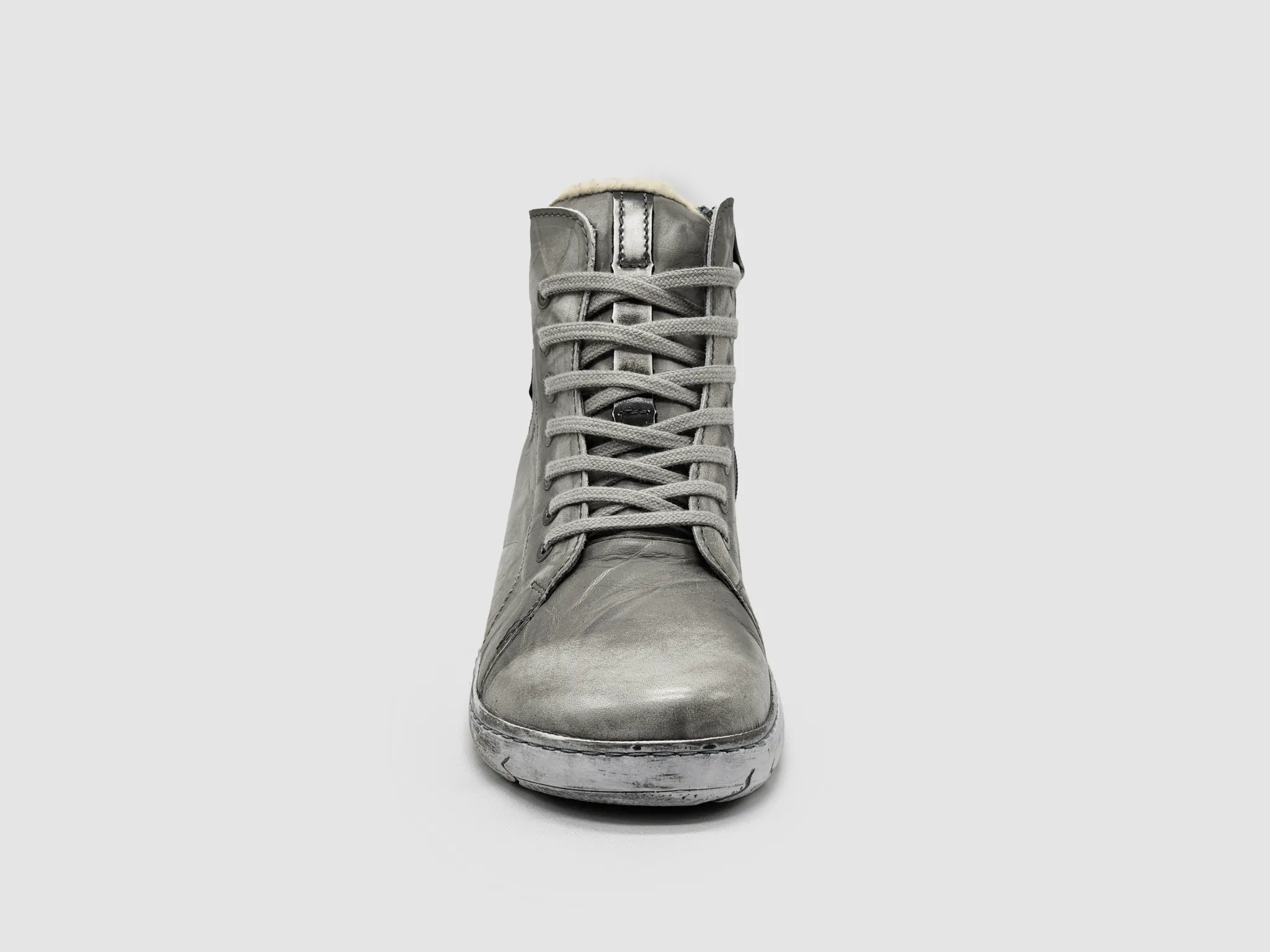 Women's Original Thick Wool-Lined Zip-Up Leather Boots - Grey