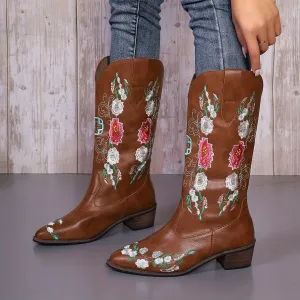 Women's Pointed Toe Mid Heel Sleeve Boots