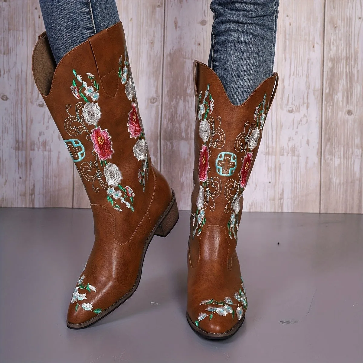 Women's Pointed Toe Mid Heel Sleeve Boots